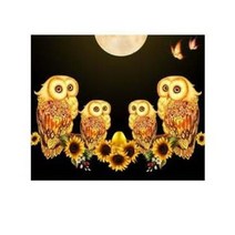 MJS 보석십자수 50 x 40 cm 캔버스형 세트 DIY, 황금부엉이 일가족