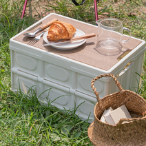 미니 카고컨테이너 오픈도어 폴딩박스1+1 베란다캠핑장 우드상판 캠핑용 우유박스테이블 정리함, 폴딩박스30L(상판포함)1