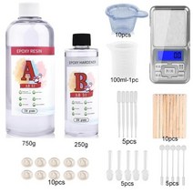 레진아트재료 에폭시 수지 접착제 키트 스탈 클리어 수지 접착제 전자 저울 스틱 쥬얼리, set02 a750g-b250g