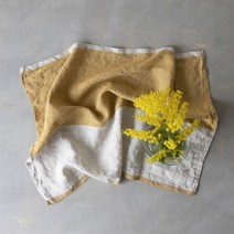 바보사랑 리노에리나 투톤 리투아니아 린넨 키친크로스 겸 테이블매트 옐로우.무드앙코르, 옐로우