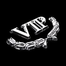 개굿카 VIP 휀다 포인트 명판타입 가로형 차량용 엠블럼 2p, 전차종, 실버