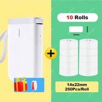 라벨인쇄기 스티커 라벨프린터 NiimbotD11 무선 휴대용 포켓 블루투스 열전사 메이커 고속 인쇄 가정용 사무실 색상 화이트 그린 핑크 소형, 1.D11 10 Rolls 14X22