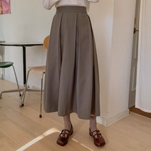 로로텐 핀턱 A라인 롱 스커트 밴딩 셔링 빅사이즈