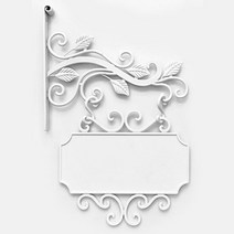 NS마트_스퀘어 넝쿨잎 화이트 단조 펜션간판 단조간판 돌출간판걸이 방문패 카페간판_nsakxmtkdvna, 짱whgdk