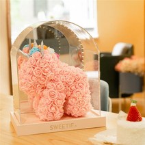 발렌타인 화이트 데이 졸업 선물 곰인형 꽃 다발 남자 여차 DIY 맞춤형 발렌타인 데이 선물 로즈 유니콘 Pe, 08 LightPink_02 PVC Box