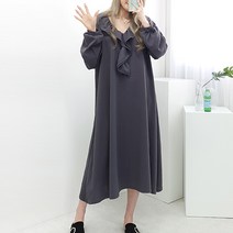 [퀸비샵] 에이프릴 롱 원피스 // 간절기 빅사이즈 루즈핏 오버사이즈 롱원피스 홈웨어