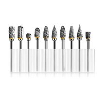 10 pcs 18 quot생크 텅스텐 카바이드 밀링 커터 로타리 공구 버 더블 다이아몬드 컷 로타리 Dremel 도구 전기 그라인딩, 1.1PACK