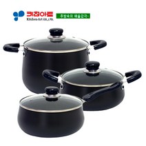키친아트 쥬노(JUNO) 블랙경질냄비 3종(C)SET(20편＋20양＋22깊은)