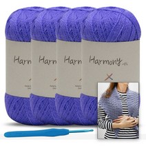 [니뜨] 어울림 뜨개실(40g)x4볼+모사용코바늘7/0호+어울림삼각숄도안, 923_퍼플