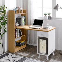 레이븐 h형 컴퓨터책상 1500 본체통 책장세트, 화이트