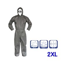 공사업체 석면제거 분진차단 일체형 방진복 2XL 회색 오염방어 시멘트작업 건물철거 농장