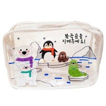 보석십자수 북극곰 투명파우치, 1개