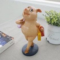 쇼핑 핑크 돼지 세련된 인테리어 책상 인형 소품 카페 매장 꾸미기