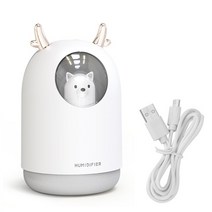 무드등 LED 나이트 무드 라이트 아로마 에센셜 오일 디퓨저 300ML 귀여운 곰 모양 자동차 가습기 USB 공기 청정기 미스트 메이커, 01 WHITE