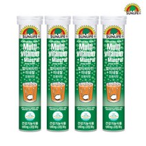나우푸드 썬라이프 발포비타민 멀티비타민+미네랄 오렌지 맛 20정 4병, 단일/상품