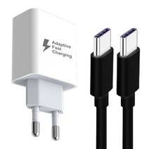 저스티스 20W PD C타입 고속 충전기 + 60W C to C타입 케이블 세트, 충전기(화이트)+케이블(블랙)
