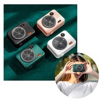 카메라 휴대용 미니 선풍기 F856 탁상용 목걸이 밸트형 선풍기 넥밴드 작고 휴대가능 3단 바람 조절 대용량 배터리 내장 트랜디한 디자인 편리한 착용, 블랙 1개