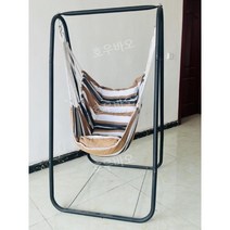 실내 그네 의자 철제 윙체어 스윙 행잉 거실 테라스 베란다 체어, 스트라이프 브라운