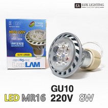 룩스램 LED 할로겐 MR16 GU10 220V 8W 안정기 내장형 이케아 조명 호환, 주광색