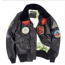 오토바이 고급 소가죽 항공점퍼 할리 바이크 자켓G1, 2XL, 블랙