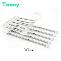 최신 패션 5 in 1 바지 랙 선반 스테인레스 스틸 옷걸이 다기능 옷장 핫 매직 옷걸이, White, White