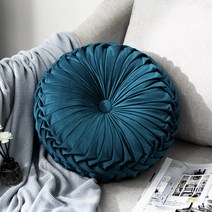 포그난 벨벳 호박쿠션 원형 쇼파쿠션 인테리어쿠션, 플리츠 벨벳 원형쿠션, 코발트블루