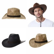 이지리치 인디아나 존스 카우보이 인조가죽 모자 가죽 카우보이 모자 패션모자