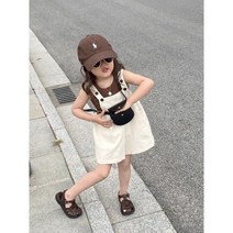 [아꾸꼬] 아동브라운티흰멜빵세트