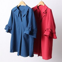 강물처럼 빅사이즈사랑해요 D422L105 썸머프릴넥블라우스 BG (6975119)