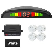 주차 센서 키트 2 센서/4 22mm LED 스크린 역방향 레이더 사운드 경고 표시기 시스템 8 색, 08 White 4 Sensors