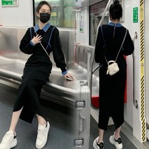 봄 가을 옆트임 맨투맨 롱 원피스 루즈핏 긴팔 원피스 롱티 원피스