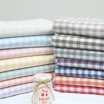 가림막 커튼 앞치마 테이블보 식탁보 배경천 원단 30수 워싱 멜란체크 14종 E, 코랄핑크