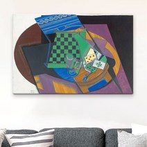 세계 명화그림 후안 그리스 풍경그림 대형 와이드 홈카페 인테리어 액자 명화액자, (그리스)체스판과 카드