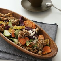 아카시아 친환경 우드 원목 타원볼 브런치접시 샐러드볼, 16인치