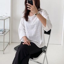 브이와이 여자 FW 롱슬리브 민무늬 지지미 블라우스