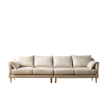 카메론 4인용 스타일클린 워셔블 패브릭 소파, 라이트베이지[BS3003]/스툴미포함