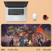 리그 오브 레전드 마우스 패드 특대 lol 게임 e-스포츠 전용 레이븐 kda 야스오 알리 컴퓨터 책상 키보드 패드, 900x400mm, 3mm, 71.lol101수줍은 동진