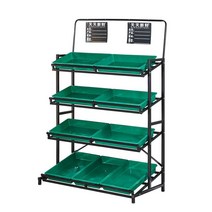 슈퍼 마트 진열대 가판대 채소 과일 빵 농산물 경사, 녹색 3단 선반