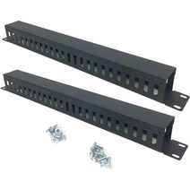 QiaoYoubang 2 팩 1U 19인치 케이블 관리자 수평 랙 마운트 24 슬롯 금속 핑거 덕트 와이어 구성 장치 서, 검은색, 한 사이즈