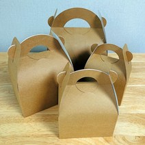 조각케익상자 무지 크라프트 미니사이즈 12.5 x 8 x 8.5cm 손잡이종이박스 피크닉상자 DIY 셀프 포장용 테이크아웃 전용 케익박스 25장, 25개