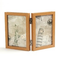 썸띵 2칸 접이식 탁상용 나무 프레임 인테리어 소품 캘리그라피 드라이플라워 기념품 사진 포토 액자, 랜덤