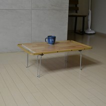 [아름이와다움이] 캠핑 참죽원목 다용도 스틸 테이블 골드 710, 색상:골드_내추럴