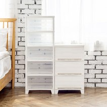 아임홈리빙 베이직 투명 다용도 플라스틱 서랍장 3단, 5단1+1, 화이트