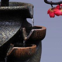 관세음보살 부처님 불상 부처님불상 크리에이티브 홈 정원 시뮬레이션 식물 꽃병 공예 수지 폭포 분수 실내, 02 US Plug