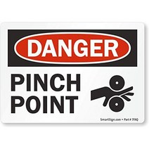 SmartSign Adhesive Vinyl OSHA Safety Sign Legend ”Danger: Pinch Point” 3.5” high x 5” wide Black/, 1