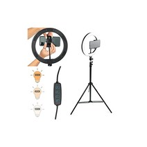 Gator Frameworks 10인치 LED 링 라이트 삼각대 베이스 스탠드 전화 홀더 포함 GFW-RINGLIGHTTRIPD 블랙, 상세페이지 참조