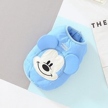 강아지 외출복 외투 자켓 애견옷디즈니 애완 동물 개 옷 겨울 따뜻한 미키 마우스 자켓 코튼 작은 중형 조, 04 Light Blue_02 S