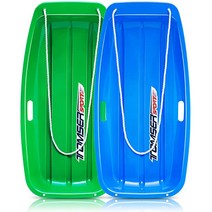 눈 썰매 - 어린이와 성인을 위한 2팩 클래식 썰매 손잡이가 있는 유연한 터보건 겨울 스키 썰매용 유틸리티 플라스틱 썰매 내리막 야외용 모래 슬라이더 - 파랑 녹색 36