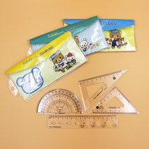 리락쿠마 삼각자 각도기 세트, 3개