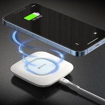 정확도 15QI 무선 호환 고속 무선충전 패드 무선충전기, 밸류엠 이지 - 화이트